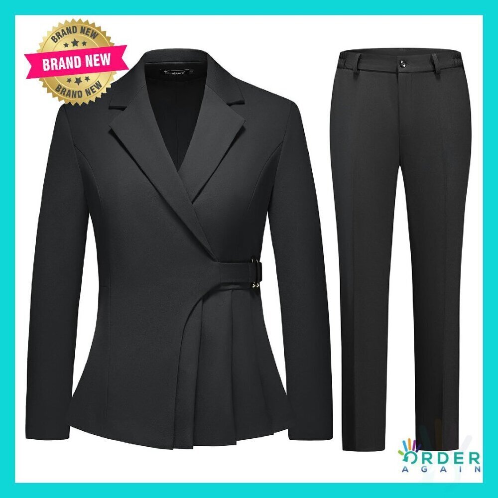 Women's Pants Suit Set Elegant Business Casual Blazer Jacket Modern Fit